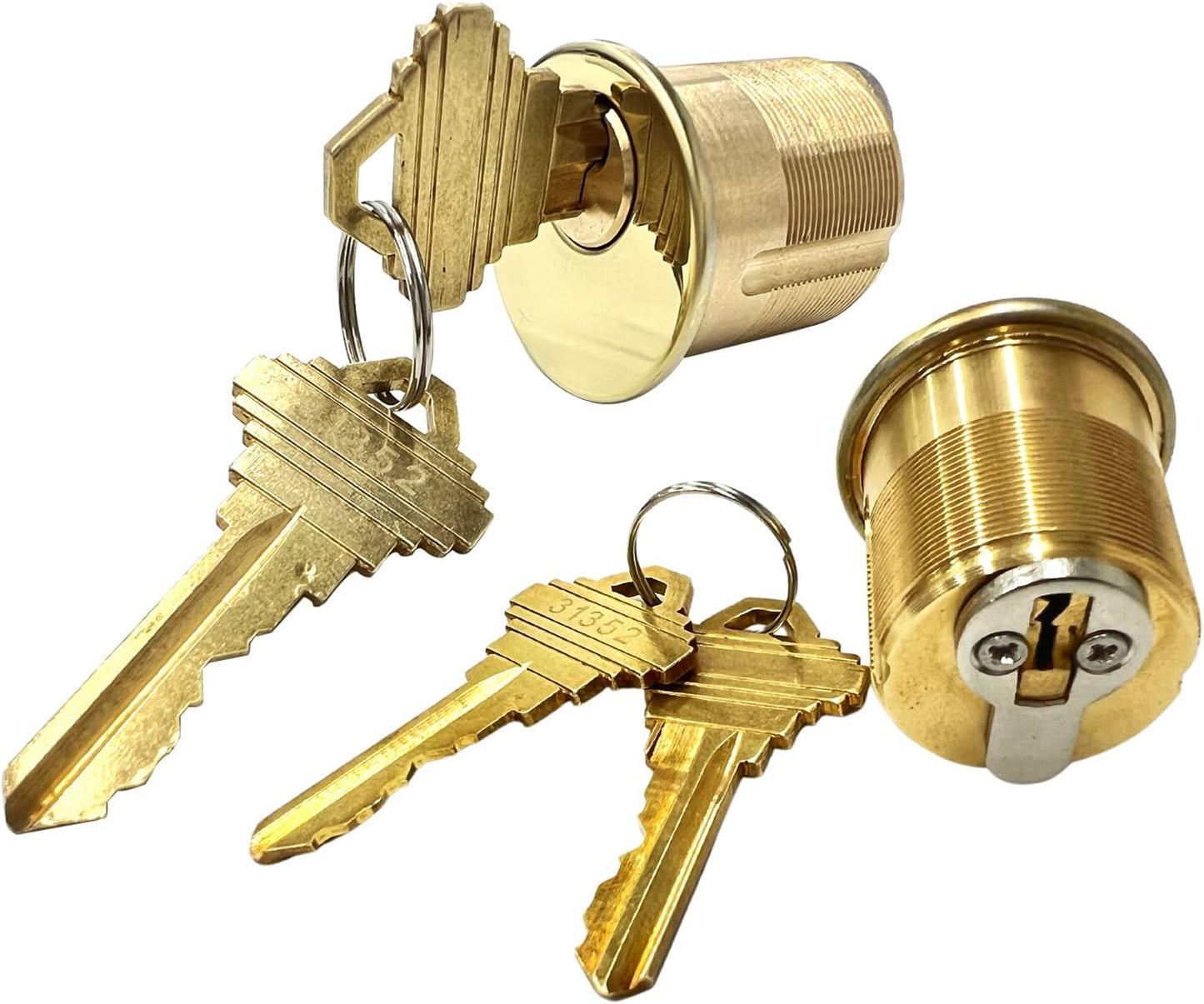 2 Pack Brass Mortise Door Cylinder Lock