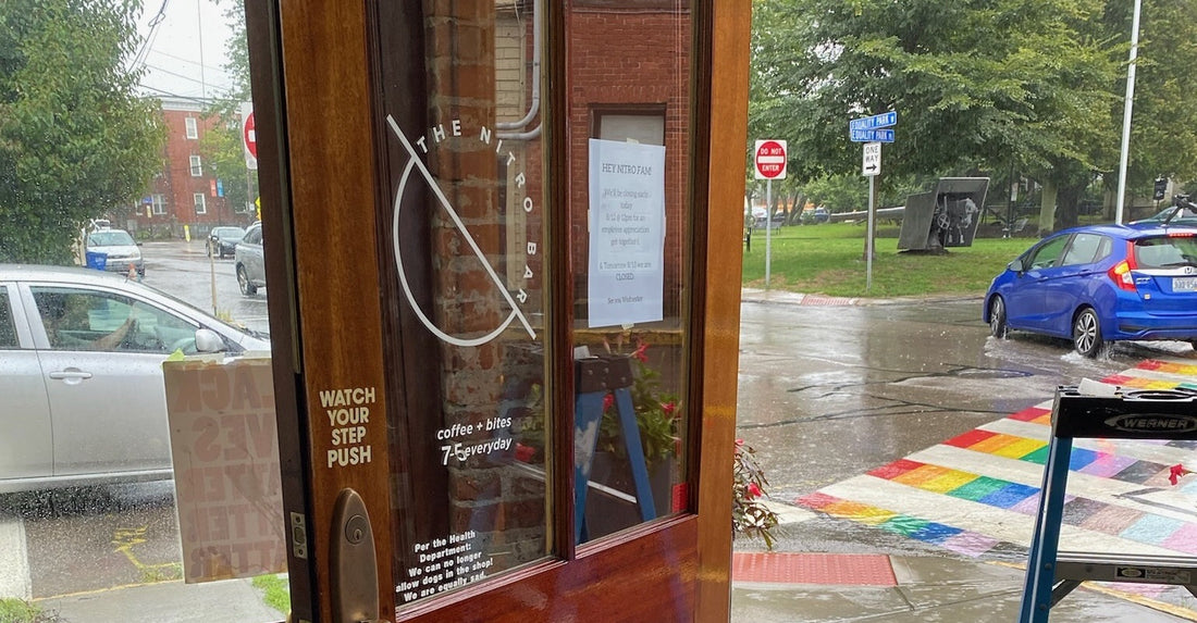 The Nitro Bar entrance door off Broadway in Newport Rhode Island
