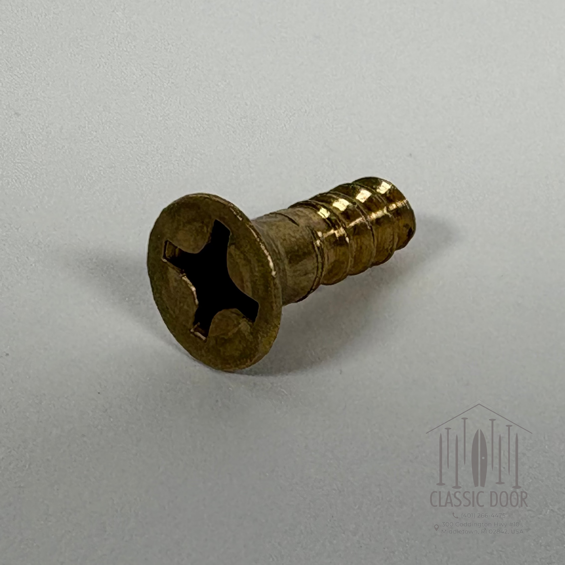 #12 Flat Head, Phillips, Solid Brass Wood Screw - 1"; Satin Brass — Standard
