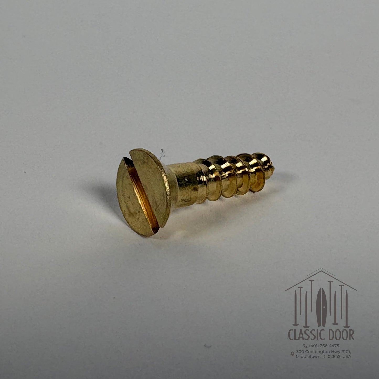 #14 Flat Head, Slotted, Solid Brass Wood Screw - 1"; Satin Brass — Standard