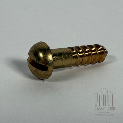 #14 Round Head, Slotted, Solid Brass Wood Screw - 1"; Satin Brass — Standard