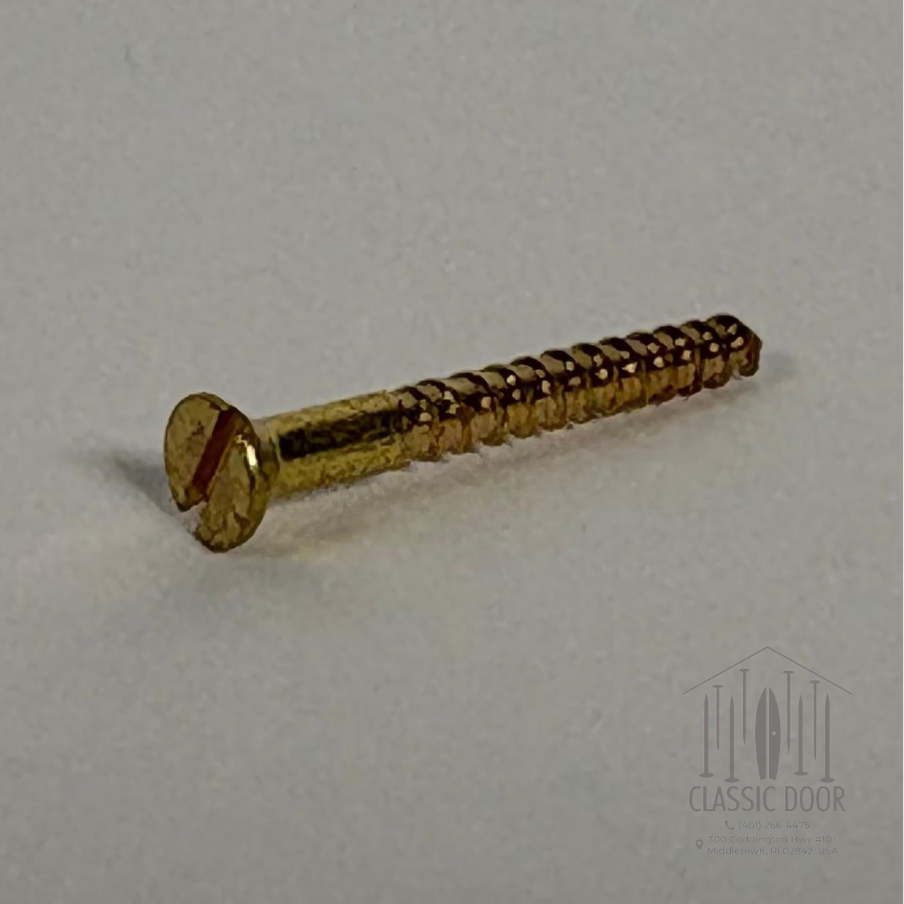 #2 Flat Head, Slotted, Solid Brass Wood Screw - 1/4"; Satin Brass — Standard