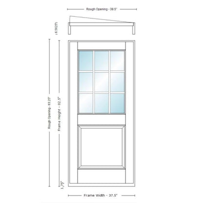 2050 Exterior Door - 1 Panel with 3x3 Glass Mahogany - Prehung Unit