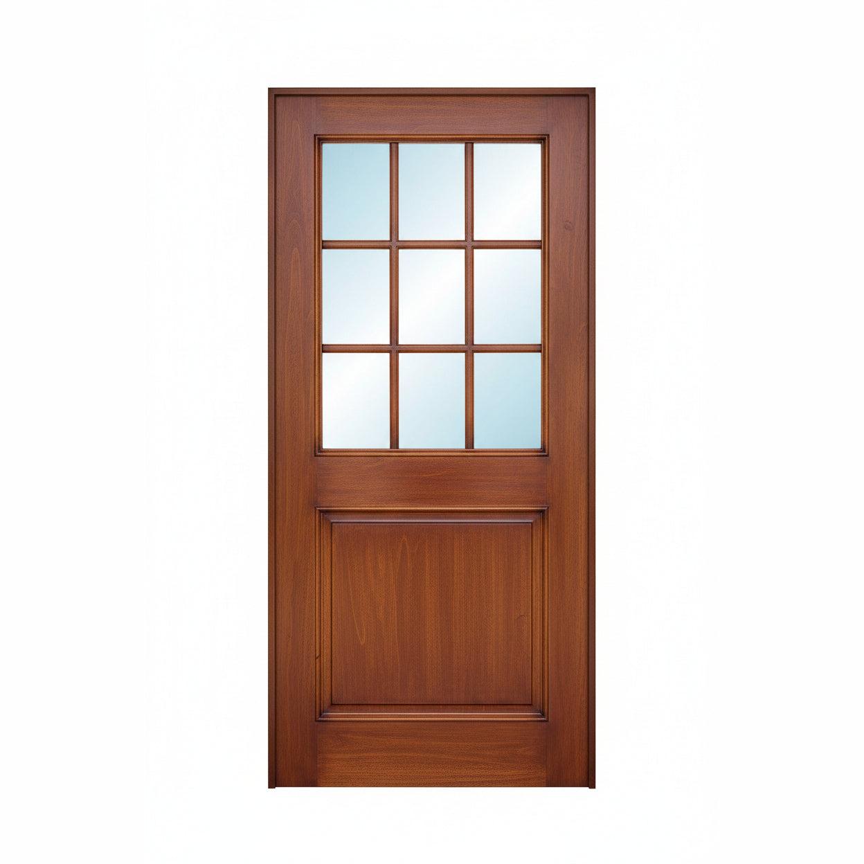 2050 Exterior Door - 1 Panel with 3x3 Glass Mahogany