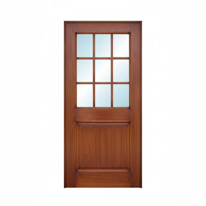2050 Exterior Door - 1 Panel with 3x3 Glass Mahogany