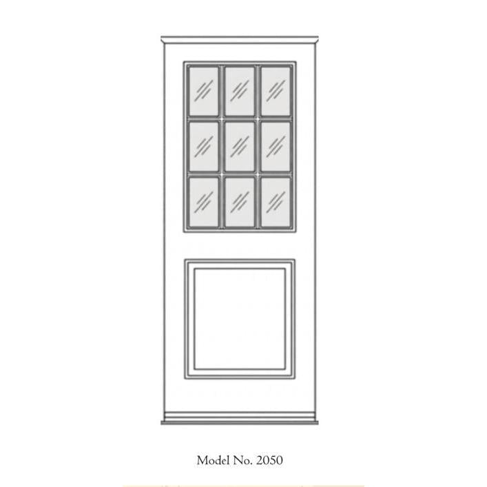 2050 Exterior Door - 1 Panel with 3x3 Glass Mahogany - Door Only