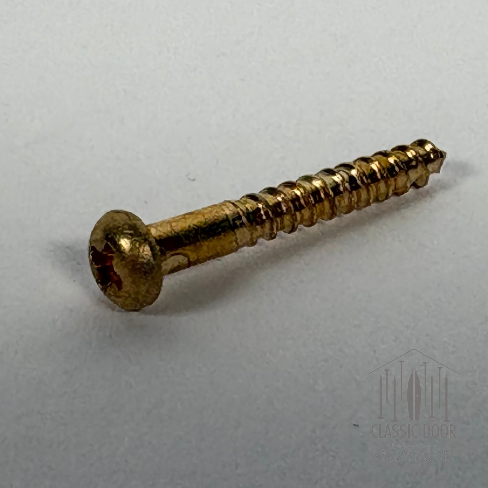 #3 Round Head, Phillips, Solid Brass Wood Screw - 3/8"; Satin Brass — Standard