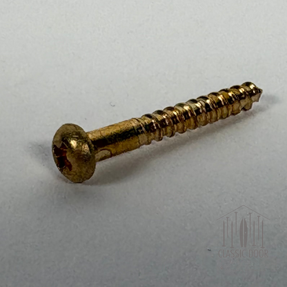 #3 Round Head, Phillips, Solid Brass Wood Screw - 3/8"; Satin Brass — Standard