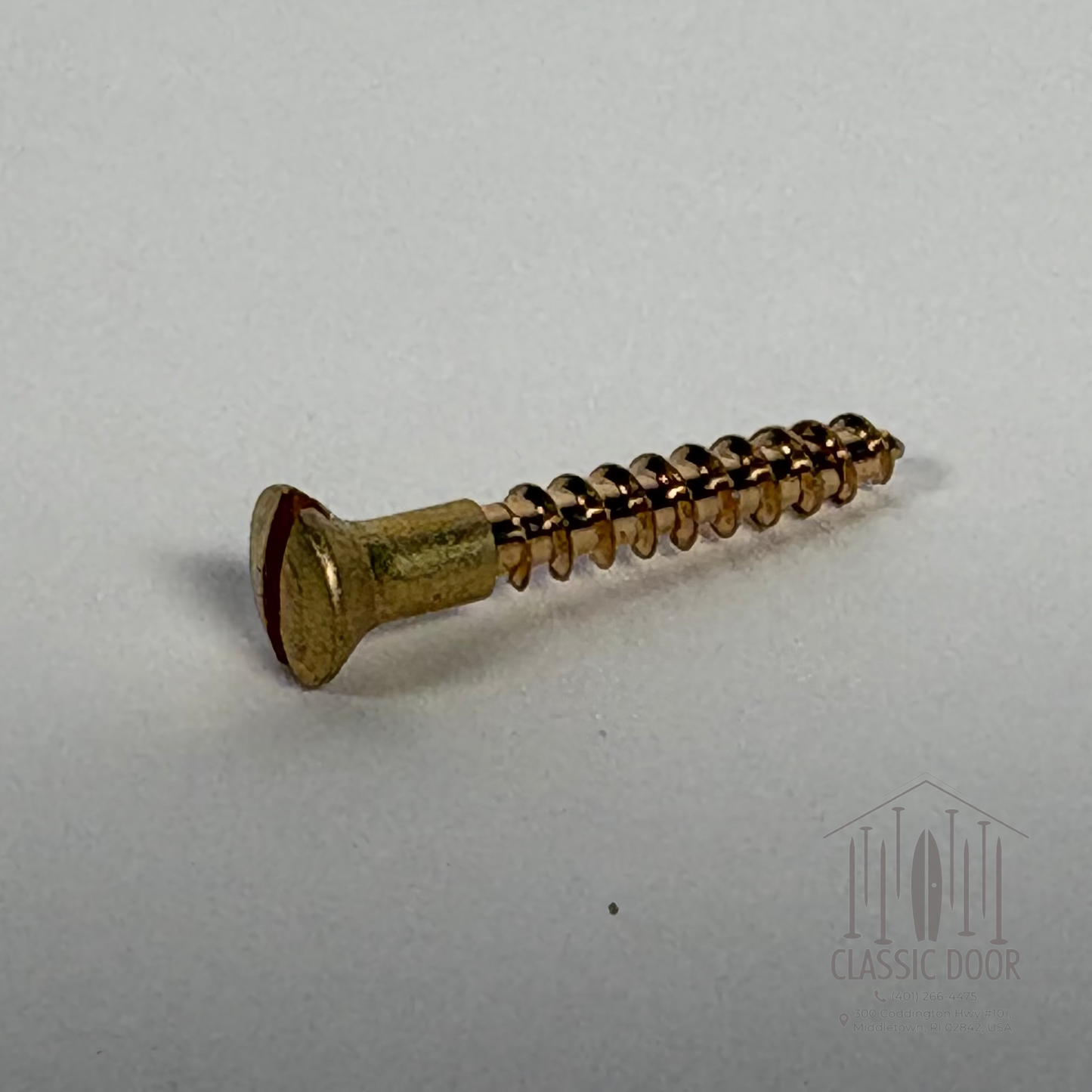 #4 Oval Head, Slotted, Solid Brass Wood Screw - 3/8"; Satin Brass — Standard