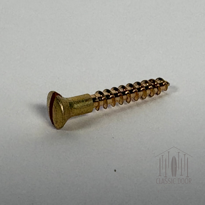 #4 Oval Head, Slotted, Solid Brass Wood Screw - 3/8"; Satin Brass — Standard