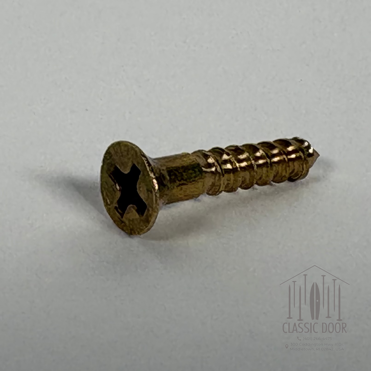 #6 Flat Head, Phillips, Solid Brass Wood Screw - 1/2"; Satin Brass — Standard