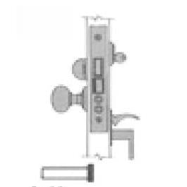 6020 Entry Mortise Lock with Strike — Thumb Handle x Knob, 2-3/4" Backset - LH — Left Hand; 1-3/4"