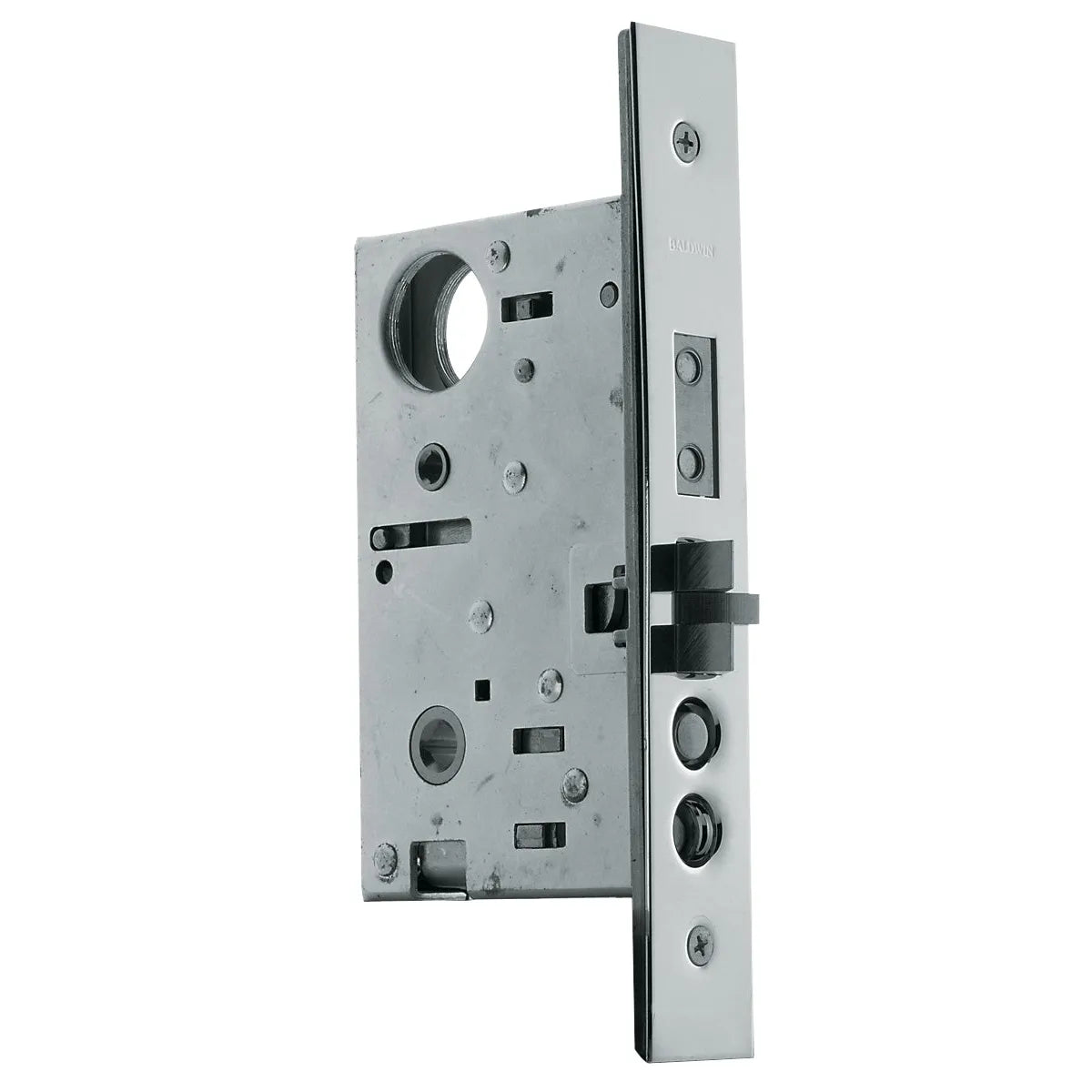 6320 Entry Mortise Lock with Strike — Thumb Handle x Knob, 2-1/2" Backset - LH — Left Hand; 1-3/4"