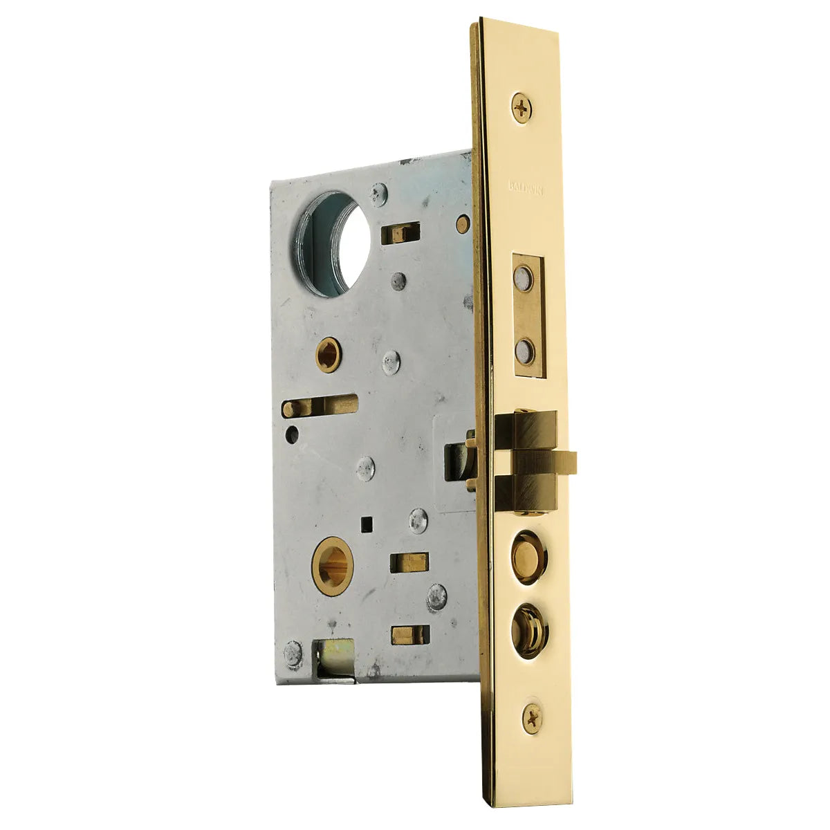 6320 Entry Mortise Lock with Strike — Thumb Handle x Knob, 2-1/2" Backset - LH — Left Hand; 1-3/4"