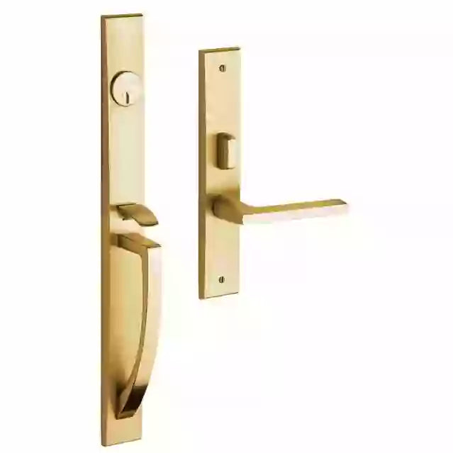 Lakeshore Baldwin mortise door lock in Lifetime Satin Brass