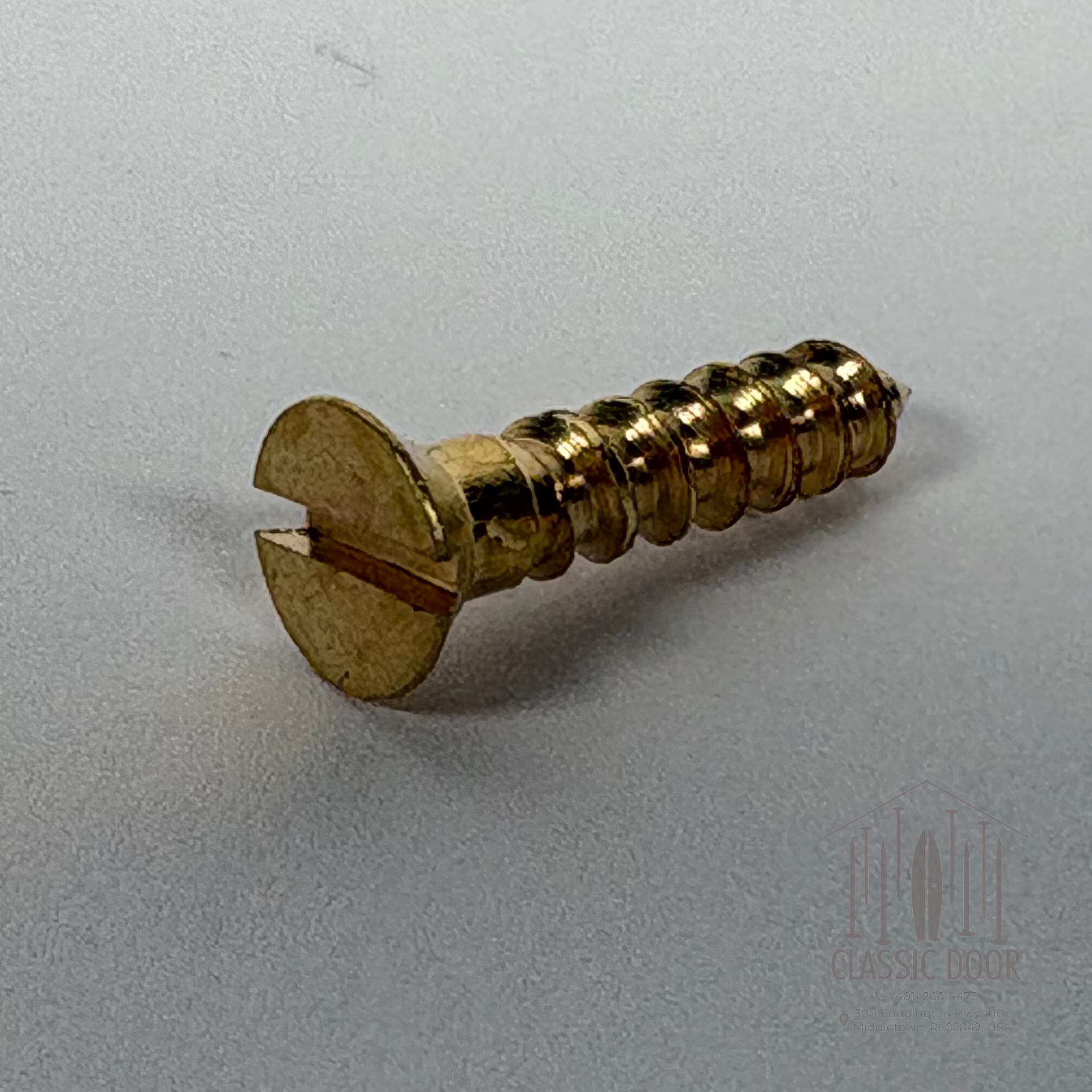 #7 Flat Head, Slotted, Solid Brass Wood Screw - 1/2"; Satin Brass — Standard