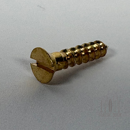 #7 Flat Head, Slotted, Solid Brass Wood Screw - 1/2"; Satin Brass — Standard