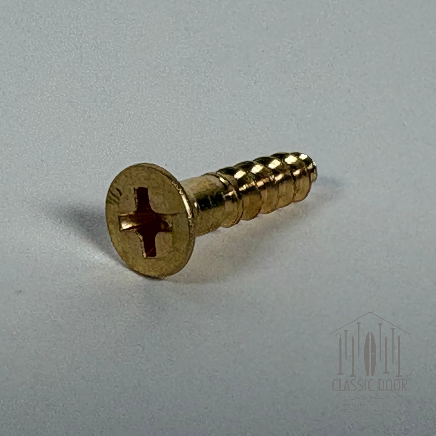 #8 Flat Head, Phillips, Solid Brass Wood Screw - 1/2"; Satin Brass — Standard