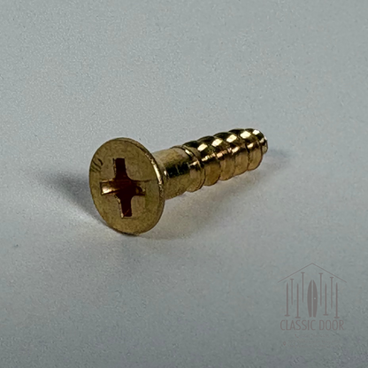 #8 Flat Head, Phillips, Solid Brass Wood Screw - 1/2"; Satin Brass — Standard