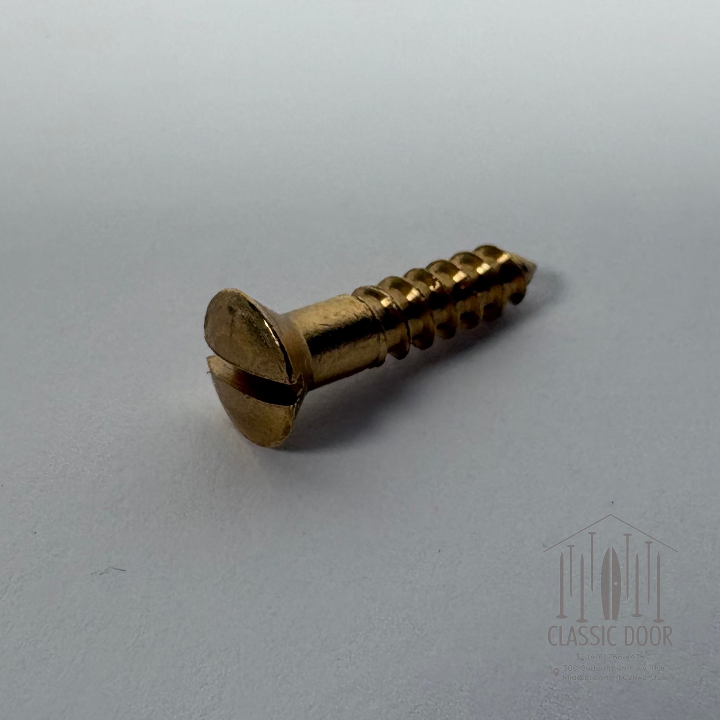 #8 Oval Head, Slotted, Solid Brass Wood Screw - 1/2"; Satin Brass — Standard