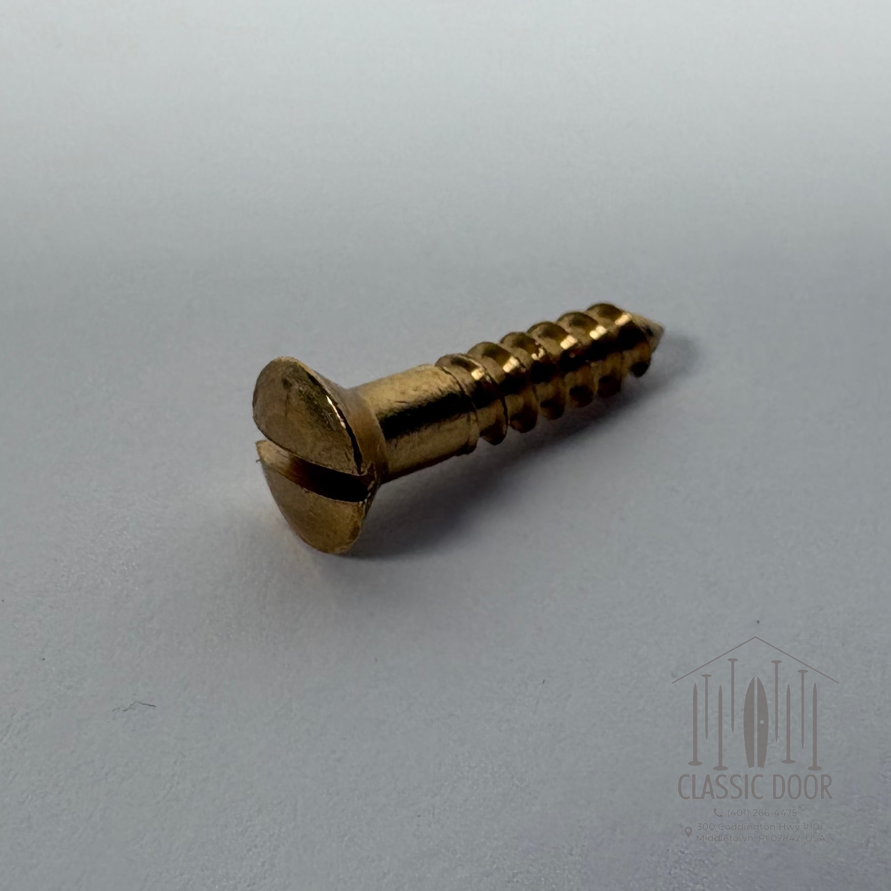 #8 Oval Head, Slotted, Solid Brass Wood Screw - 1/2"; Satin Brass — Standard