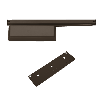 Heavy-Duty Track Arm Door Closer - Black; Mounting Plate for Narrow Top Rail Doors