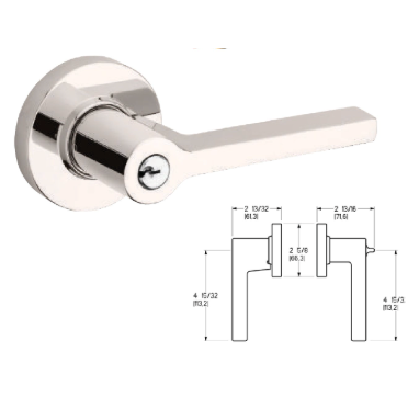5260 Baldwin Minneapolis Keyed Lever - Lifetime Polished Brass 003; Left Hand