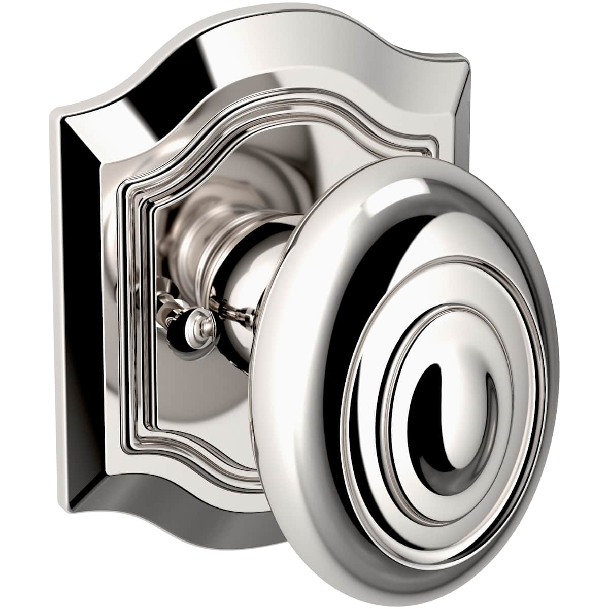 Estate 5077 Bethpage Knob with R027 Rose – Half Dummy – Lifetime Polished Nickel