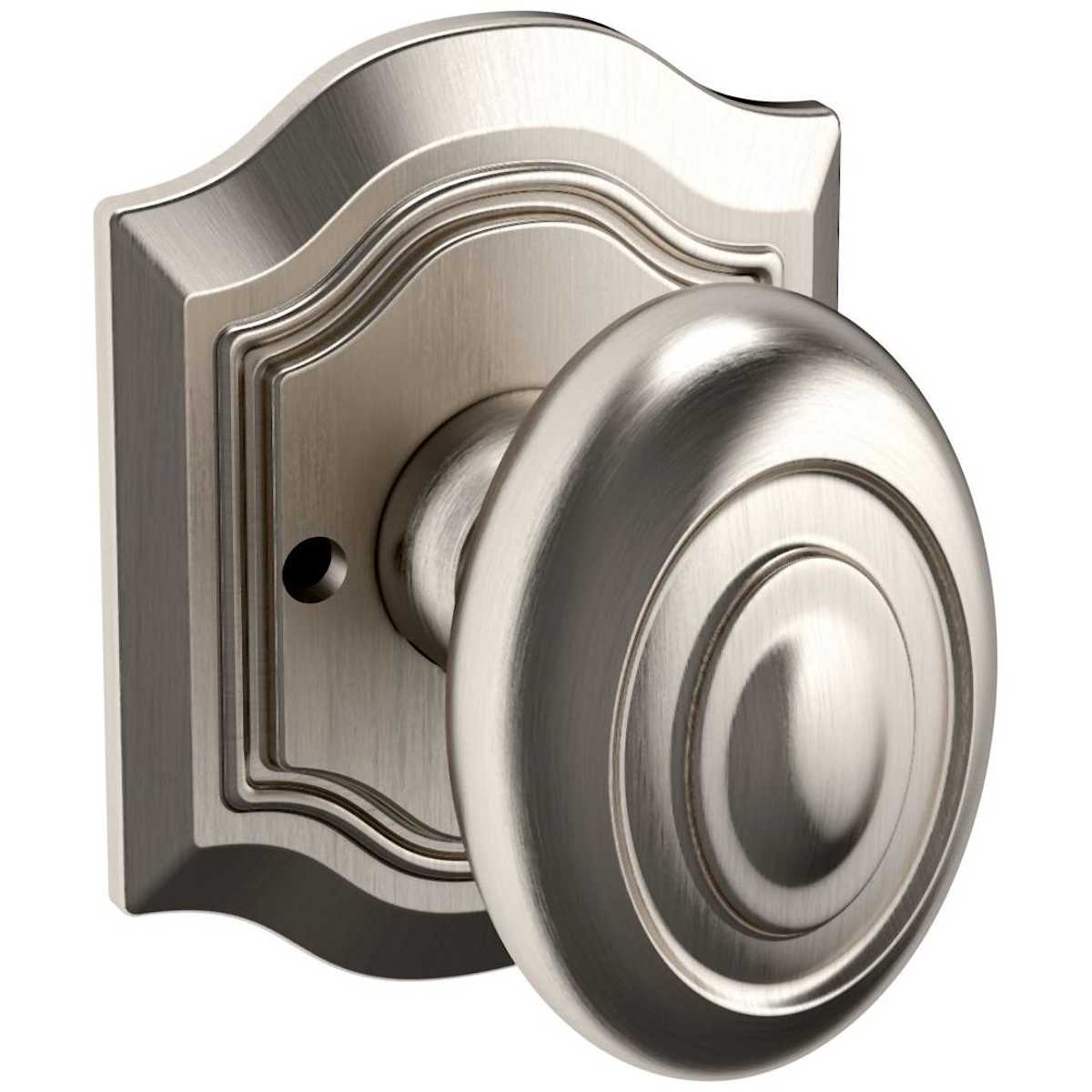 Estate 5077 Bethpage Knob with R027 Rose – Half Dummy – Lifetime Satin Nickel