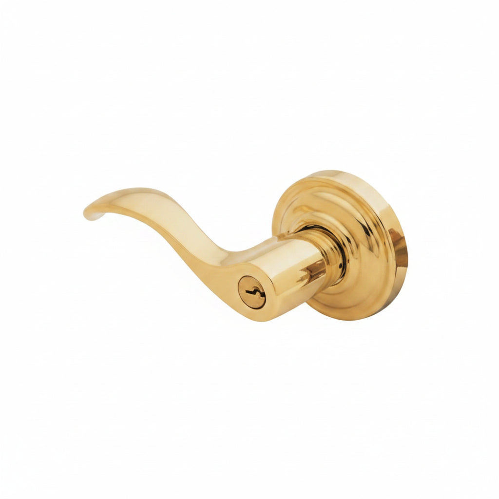 5255 Baldwin Wave Keyed Lever - Lifetime Polished Brass 003; Left Hand