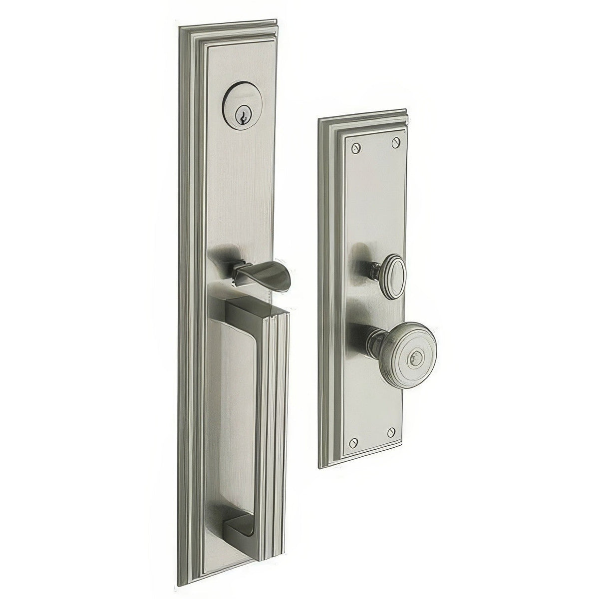 Tremont Baldwin mortise door lock in Lifetime Satin Nickel