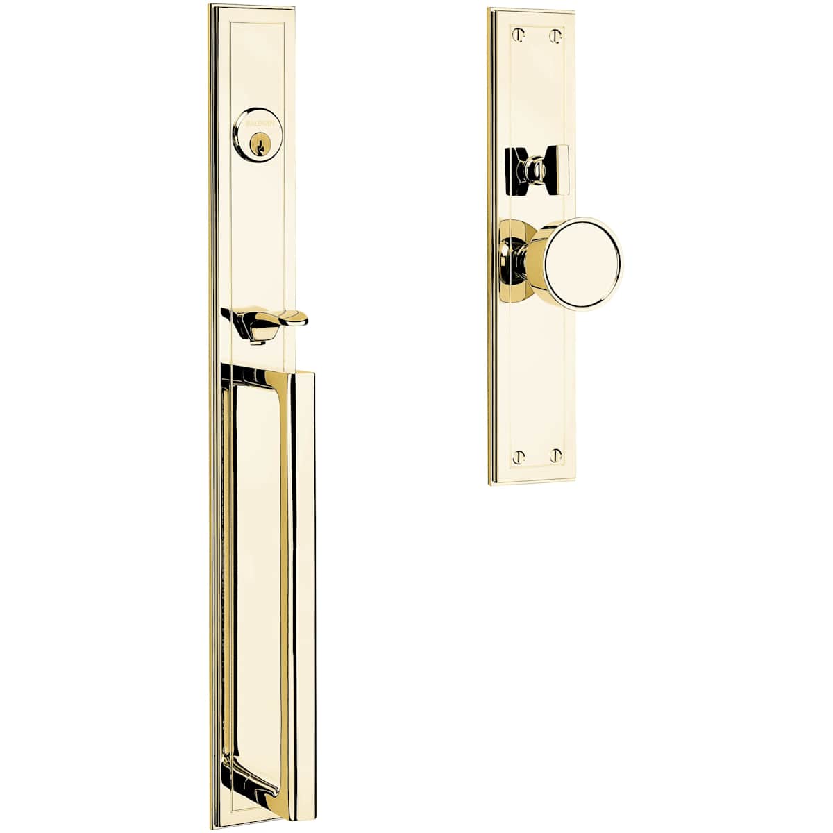 Baldwin Hollywood Hills Mortise Handleset Trim - Lifetime PVD Satin Brass - Full Dummy