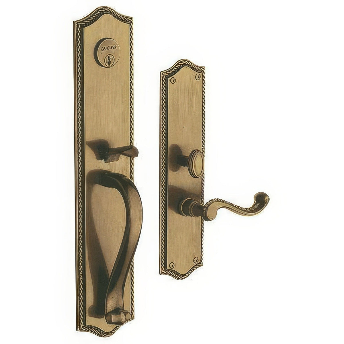 Bristol Baldwin mortise door lock in Satin Brass and Brown