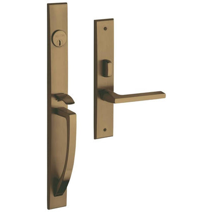 Baldwin Lakeshore Mortise Handleset Trim with 5162 Lever - Satin Brass and Black - Right Hand Full Dummy