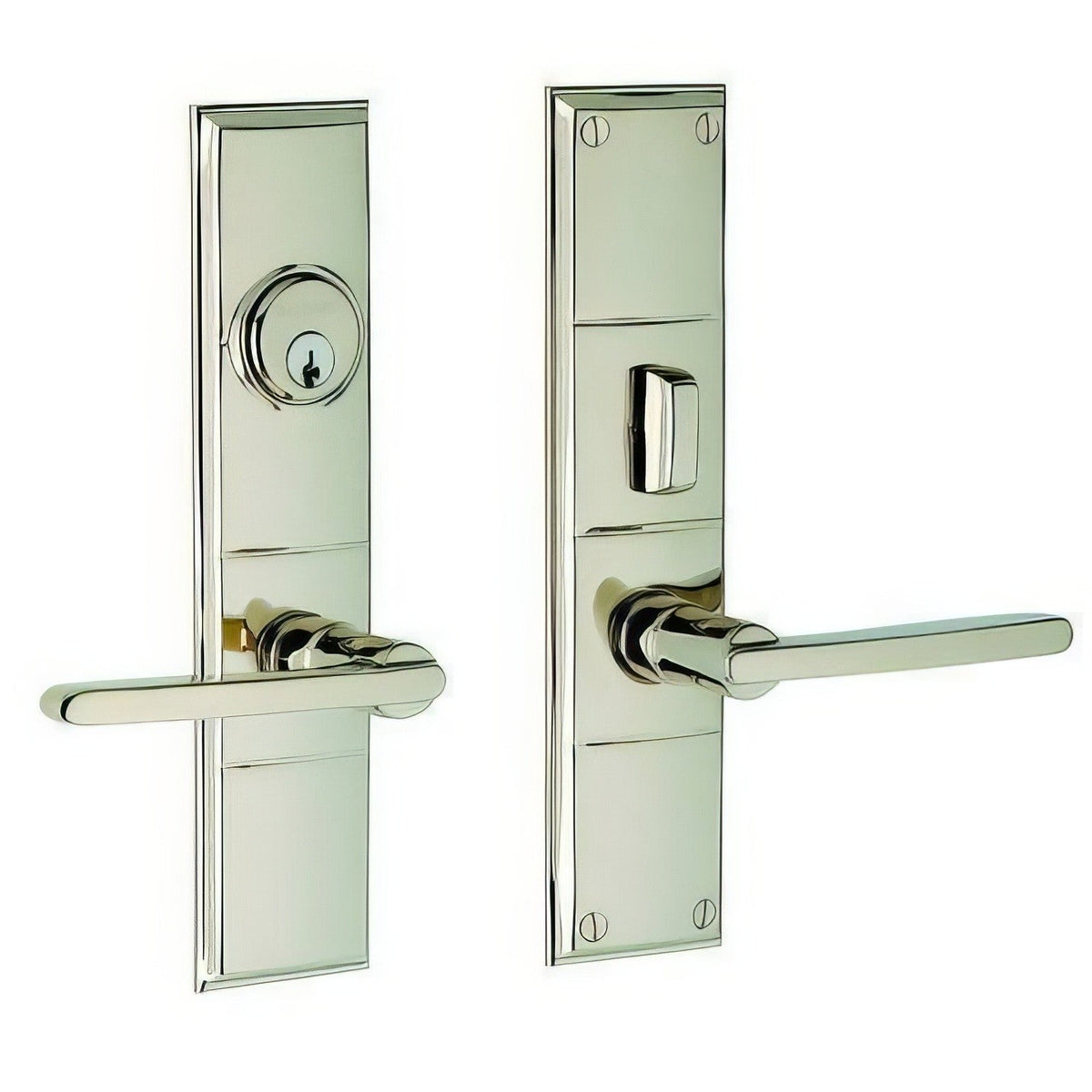 Houston Baldwin mortise door lock in Lifetime Polished Nickel