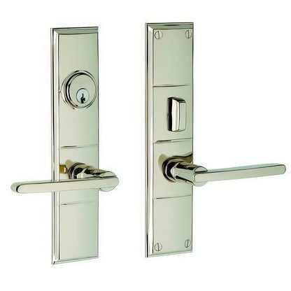 Houston Baldwin mortise door lock in Lifetime Polished Nickel