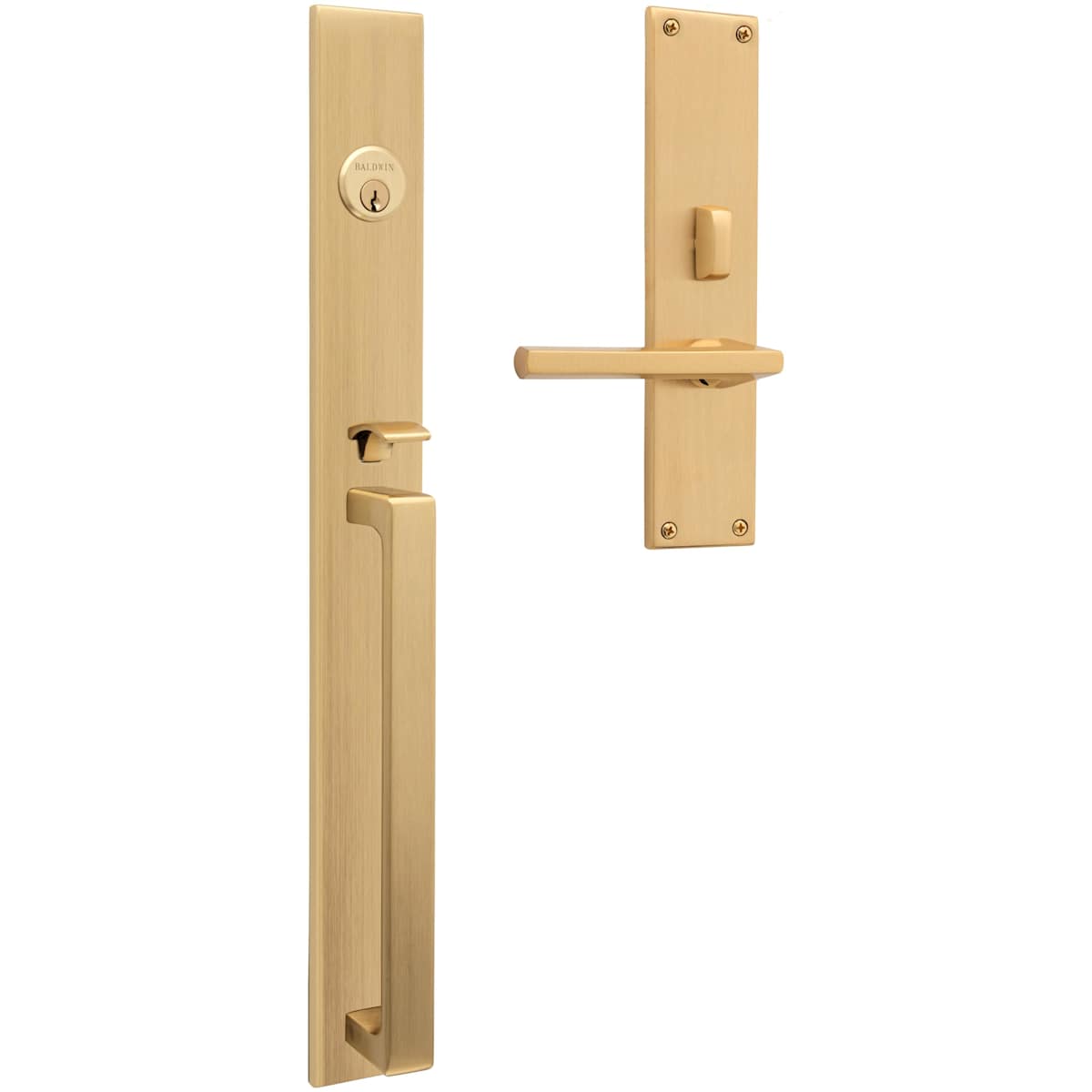 Baldwin Minneapolis 20" Mortise Handleset Trim - Satin Brass and Black - Right Hand Full Dummy