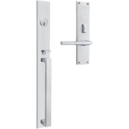Baldwin Minneapolis 20" Mortise Handleset Trim - Satin Brass and Brown - Right Hand Full Dummy
