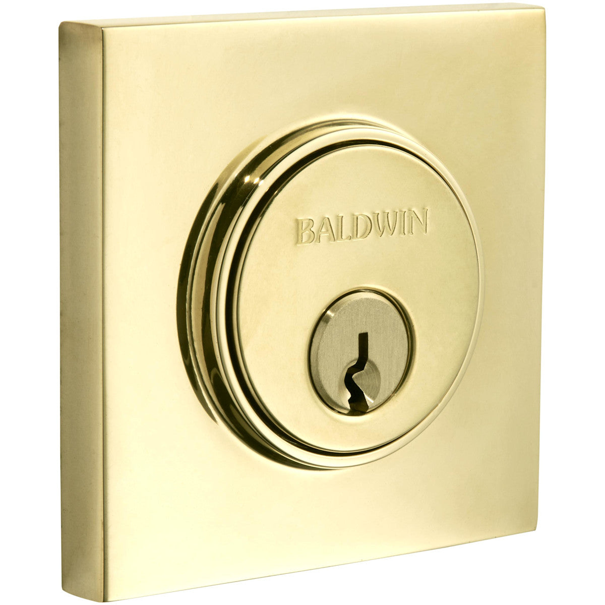 Baldwin 8220 Contemporary Square Single Cylinder Deadbolt - Non-Lacquered Brass