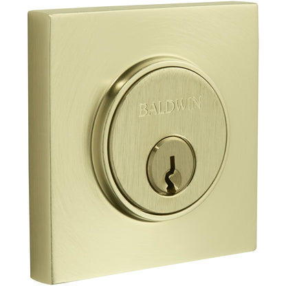 Baldwin 8220 Contemporary Square Single Cylinder Deadbolt - Lifetime PVD Satin Brass