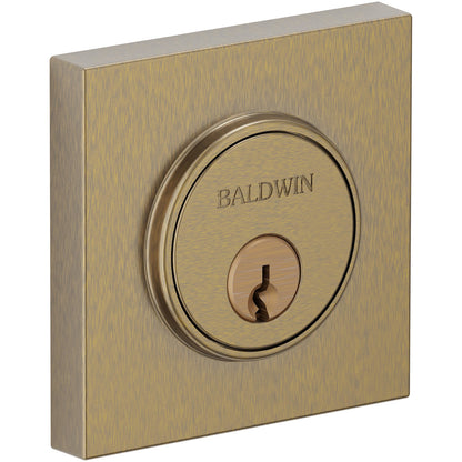 Baldwin 8220 Contemporary Square Single Cylinder Deadbolt - Satin Brass and Black