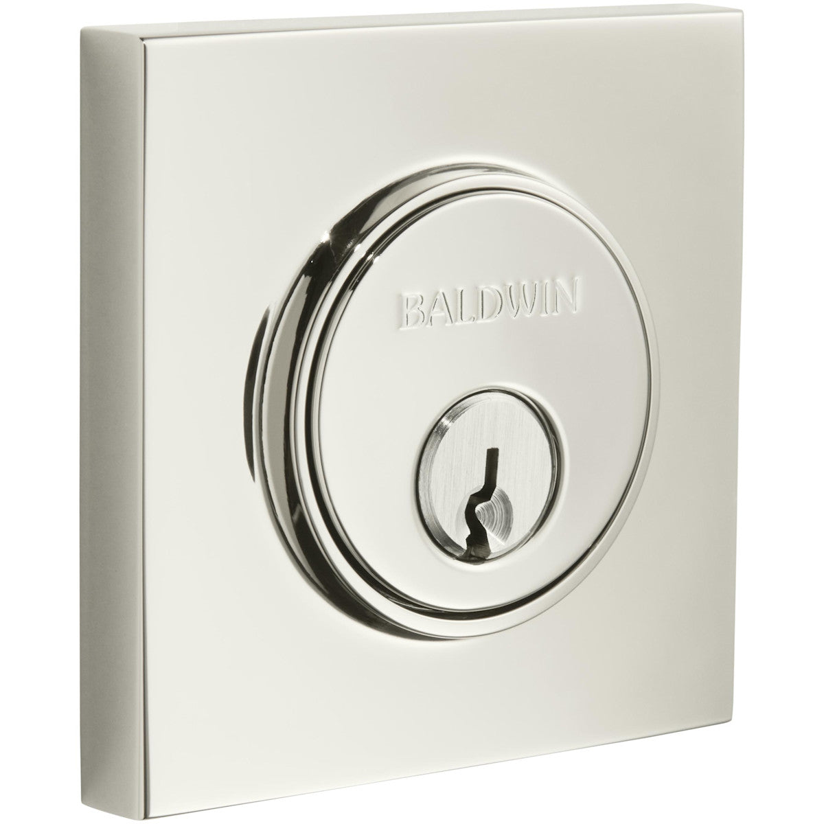 Baldwin 8220 Contemporary Square Single Cylinder Deadbolt - Lifetime Polished Nickel