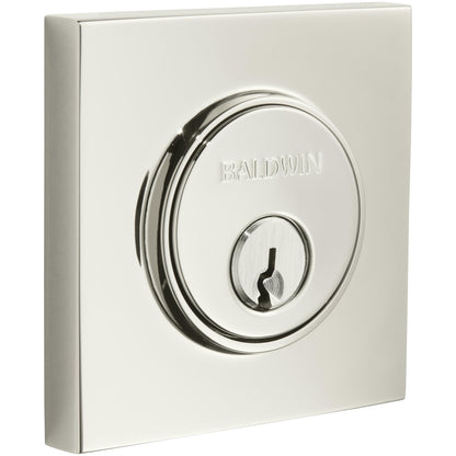 Baldwin 8220 Contemporary Square Single Cylinder Deadbolt - Lifetime Polished Nickel
