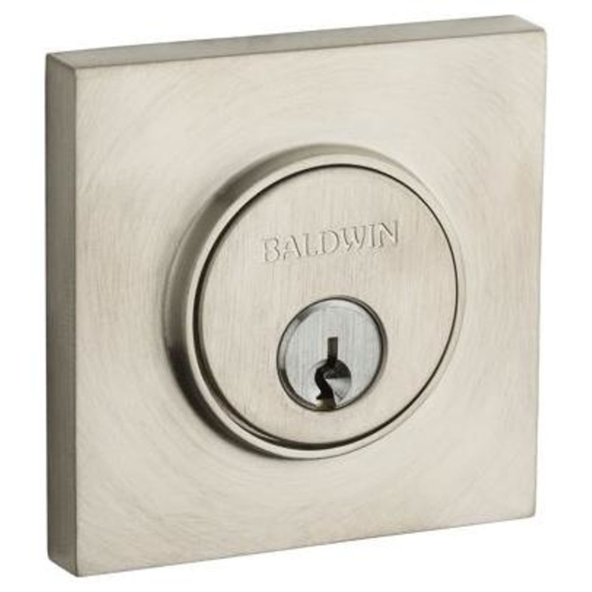Baldwin 8220 Contemporary Square Single Cylinder Deadbolt - Lifetime Satin Nickel