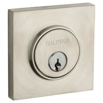 Baldwin 8220 Contemporary Square Single Cylinder Deadbolt - Lifetime Satin Nickel
