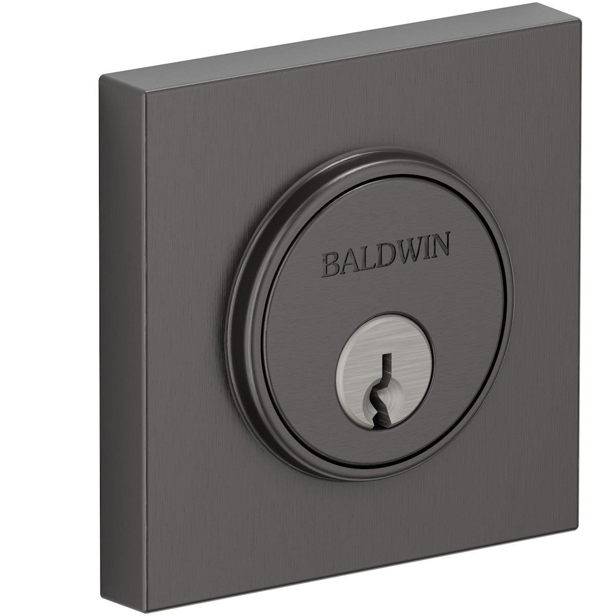 Baldwin 8220 Contemporary Square Single Cylinder Deadbolt - Lifetime Graphite Nickel