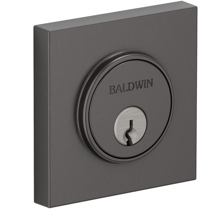 Baldwin 8220 Contemporary Square Single Cylinder Deadbolt - Lifetime Graphite Nickel