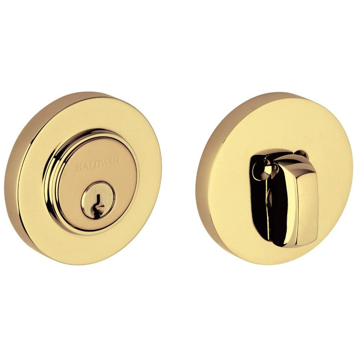 Baldwin 8244 Contemporary Solid Brass Single Cylinder Keyed Entry Deadbolt from the Estate Collection - Lifetime Polished Brass