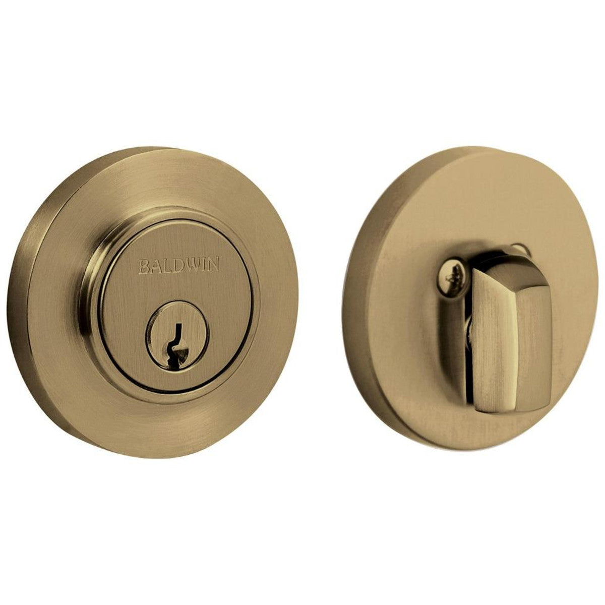 Baldwin 8244 Contemporary Solid Brass Single Cylinder Keyed Entry Deadbolt from the Estate Collection - Satin Brass and Black