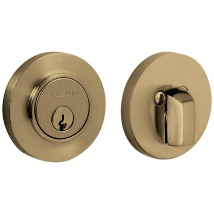Baldwin 8244 Contemporary Solid Brass Single Cylinder Keyed Entry Deadbolt from the Estate Collection - Satin Brass and Black